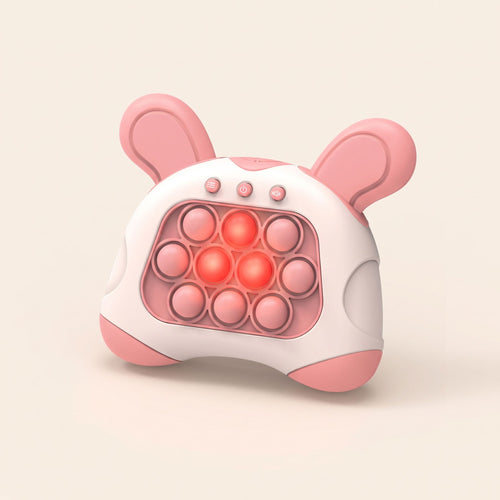 Pink bunny Poptappers push game with lit bubbles