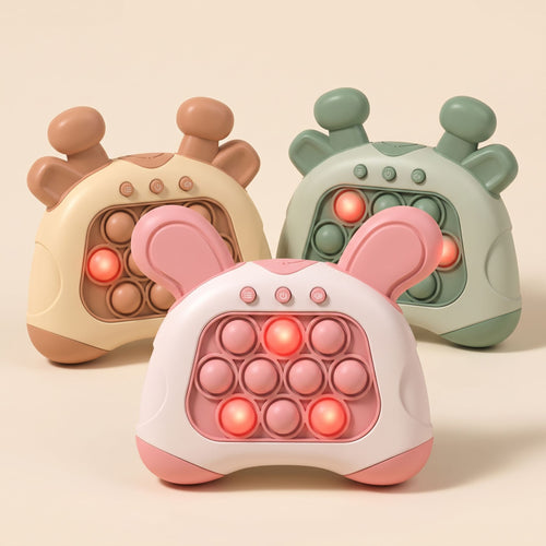 Poptappers push game in pink bunny, green giraffe and brown giraffe designs