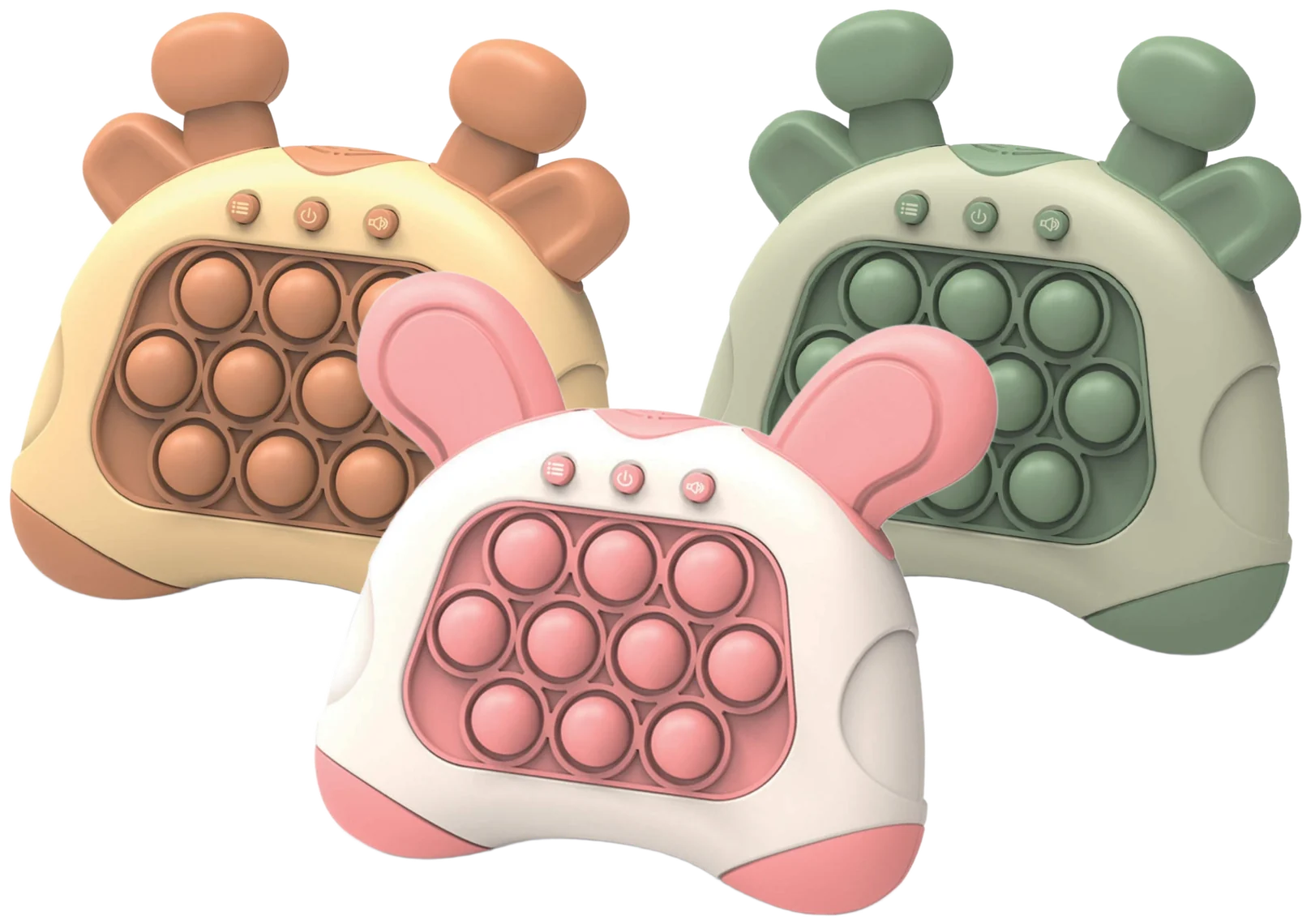 The pink, green and brown push games